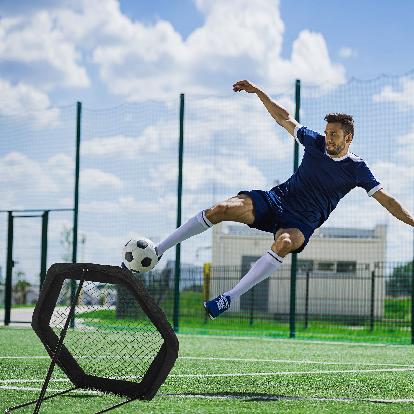 Foldable Football Rebounder Net | Black