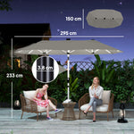 3 M Double-sided Garden Parasol With Solar Lights | Grey