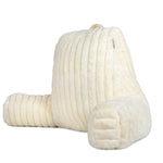 Deluxe Large Reading Pillow, Soft Ribbed Faux Fur, Shredded Memory Foam Cuddle Cuddle Cushion Backrest Arm Support | L | Cream
