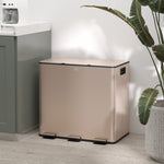 3 X 15l Triple Kitchen Bin Pedal Bin For Recycling And Waste | One Size | Gold