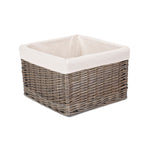 Wicker Square Antique Wash Lined Storage Basket | Large | White
