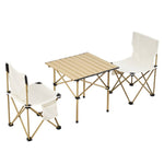 Set Of 3 Portable Folding Camping Table And Chair Set – Lightweight And Compact Outdoor Furniture | Set-of-3 | Beige