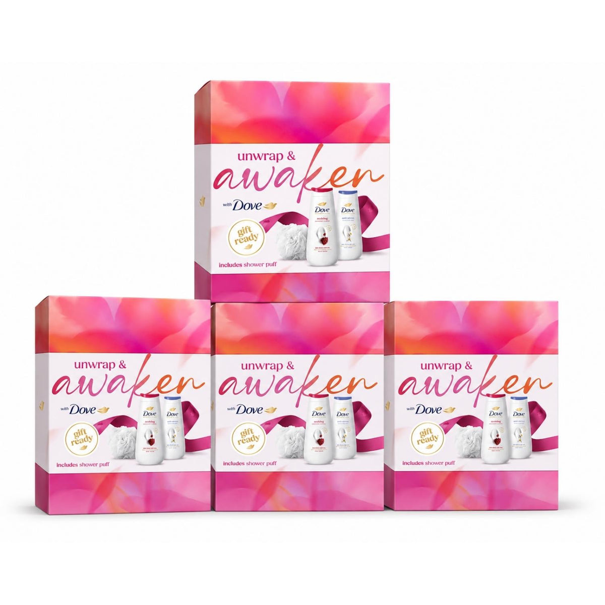 Awaken Body Wash Collection Gift Set With Luxury Shower Puff | Set of 4