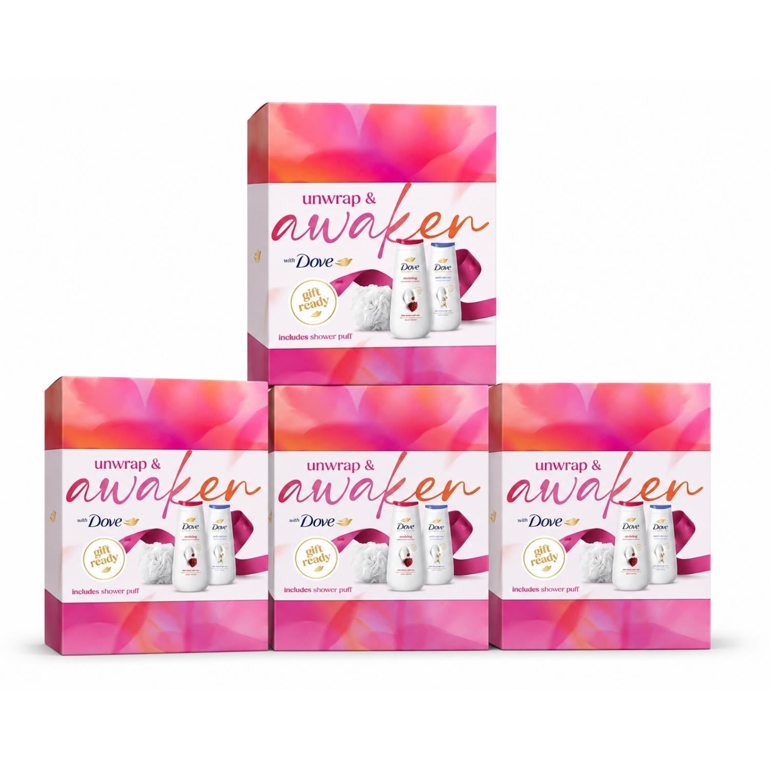 Awaken Body Wash Collection Gift Set With Luxury Shower Puff | Set of 4