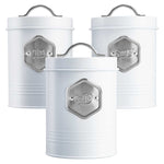 Tea Coffee & Sugar Canisters Bin Jar Storage 3pc White/silver | Silver