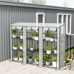 Outsunny 3 Tier Lean-to Mini Greenhouse With Plastic Cover, White