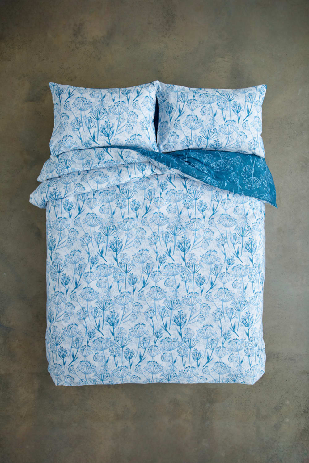 Cow Parsley Easycare Duvet Cover Set – 200tc Cotton Rich Botanical Bedding | Single | Blue
