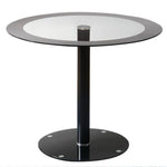 Breeins 90cm Dia X 75cm H Round Dining Table, Black Rim Tempered Glass Top With Clear Center, Modern Pedestal Base Glass Dining Table
