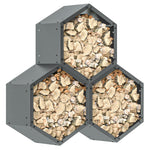 Steel Firewood Log Rack Fireplace Log Holder | Gray