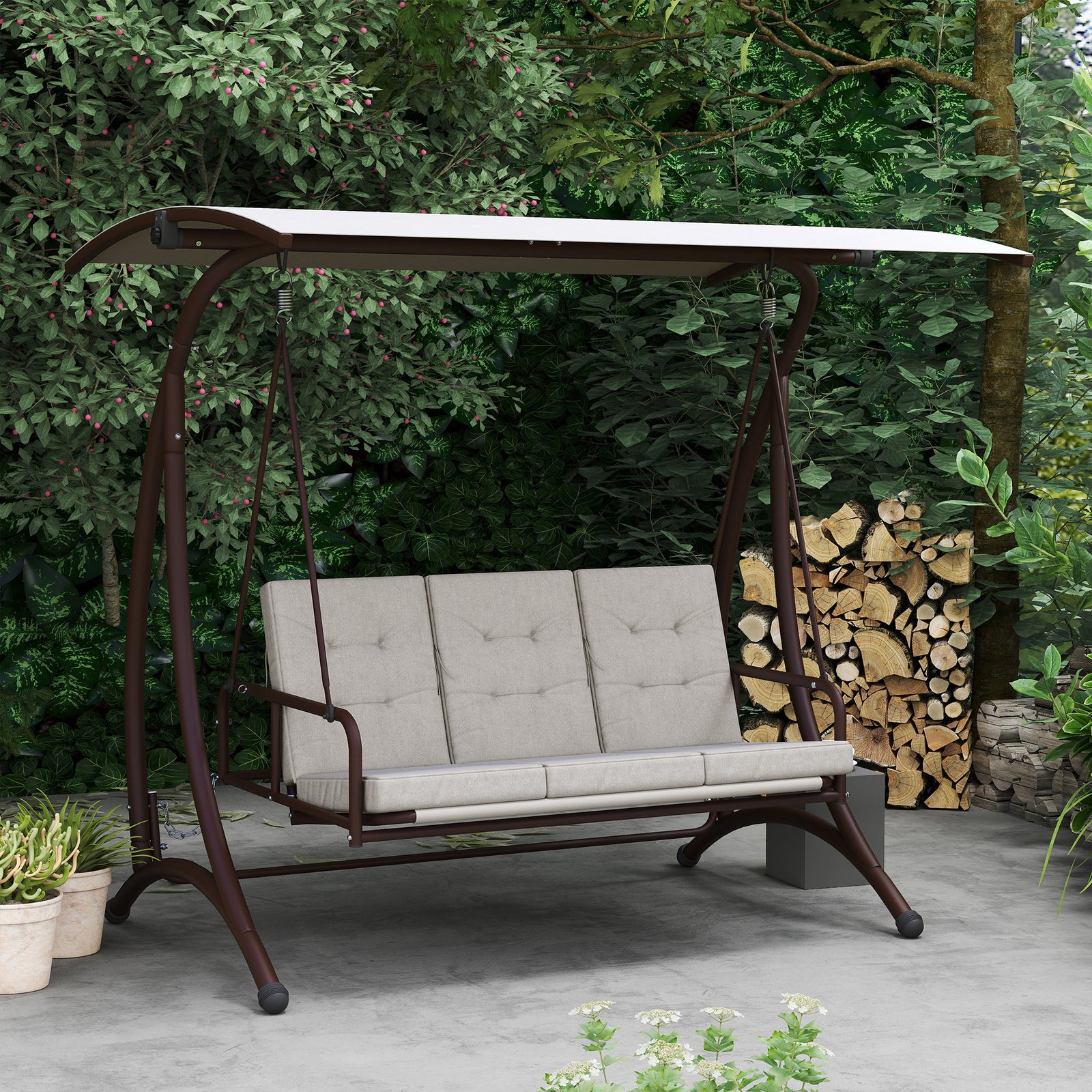 3 Seater Garden Swing Seat Bed With Adjustable Canopy