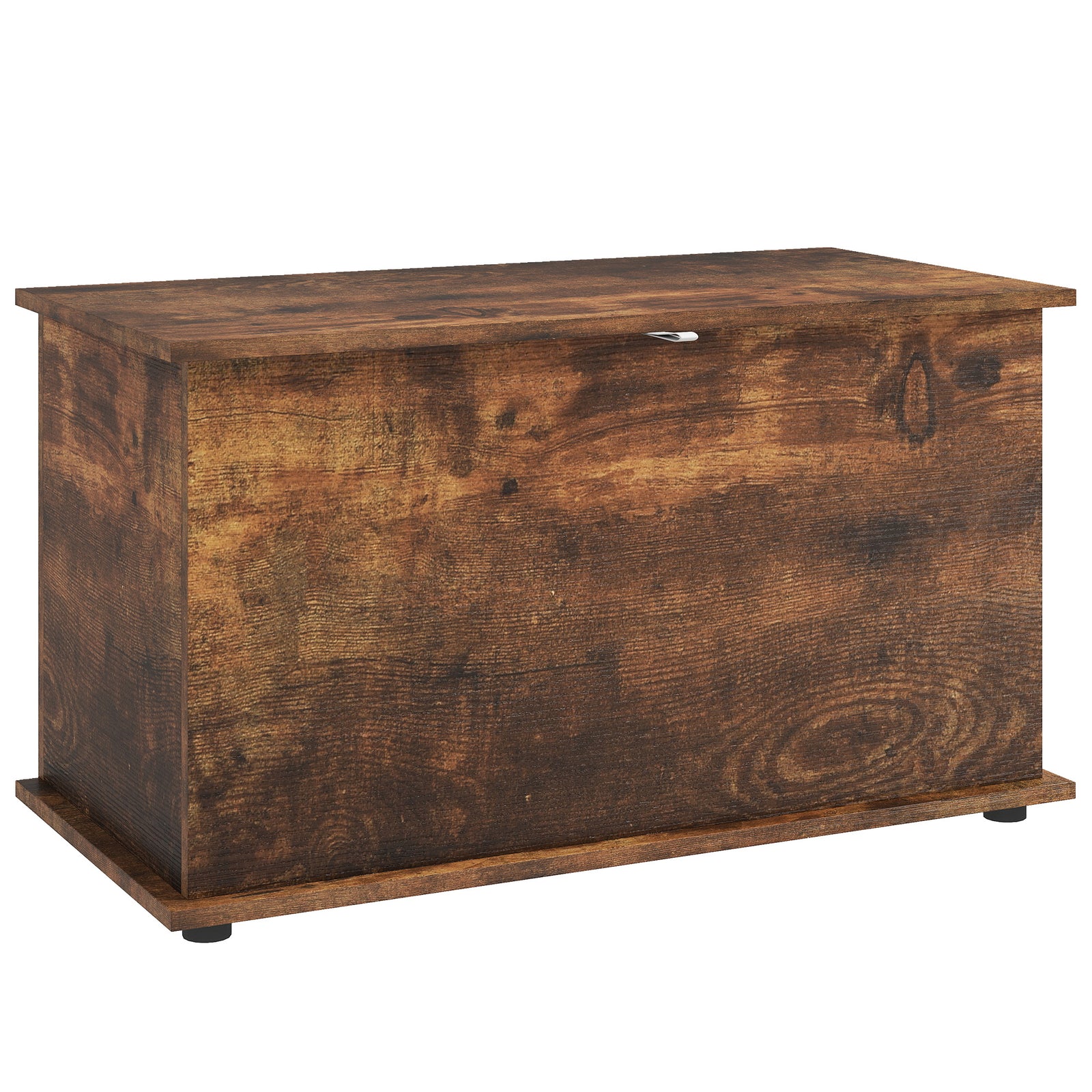 Storage Chest With Safety Hinged Lid, 102l Storage Box | Rustic Brown