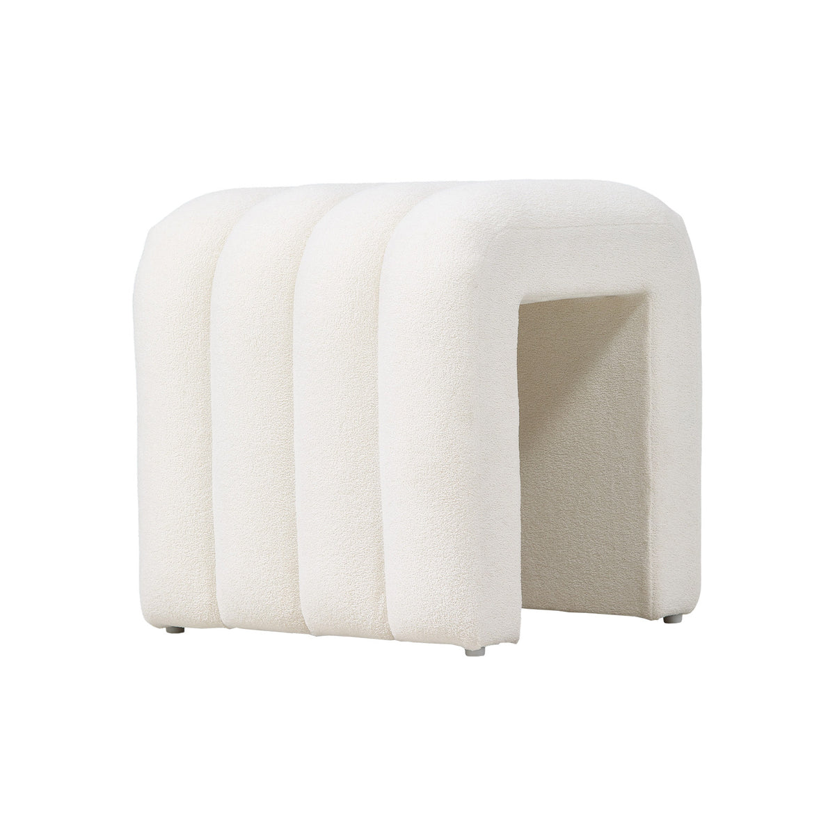 Modern U-shaped Upholstered Footstool | One Size | White