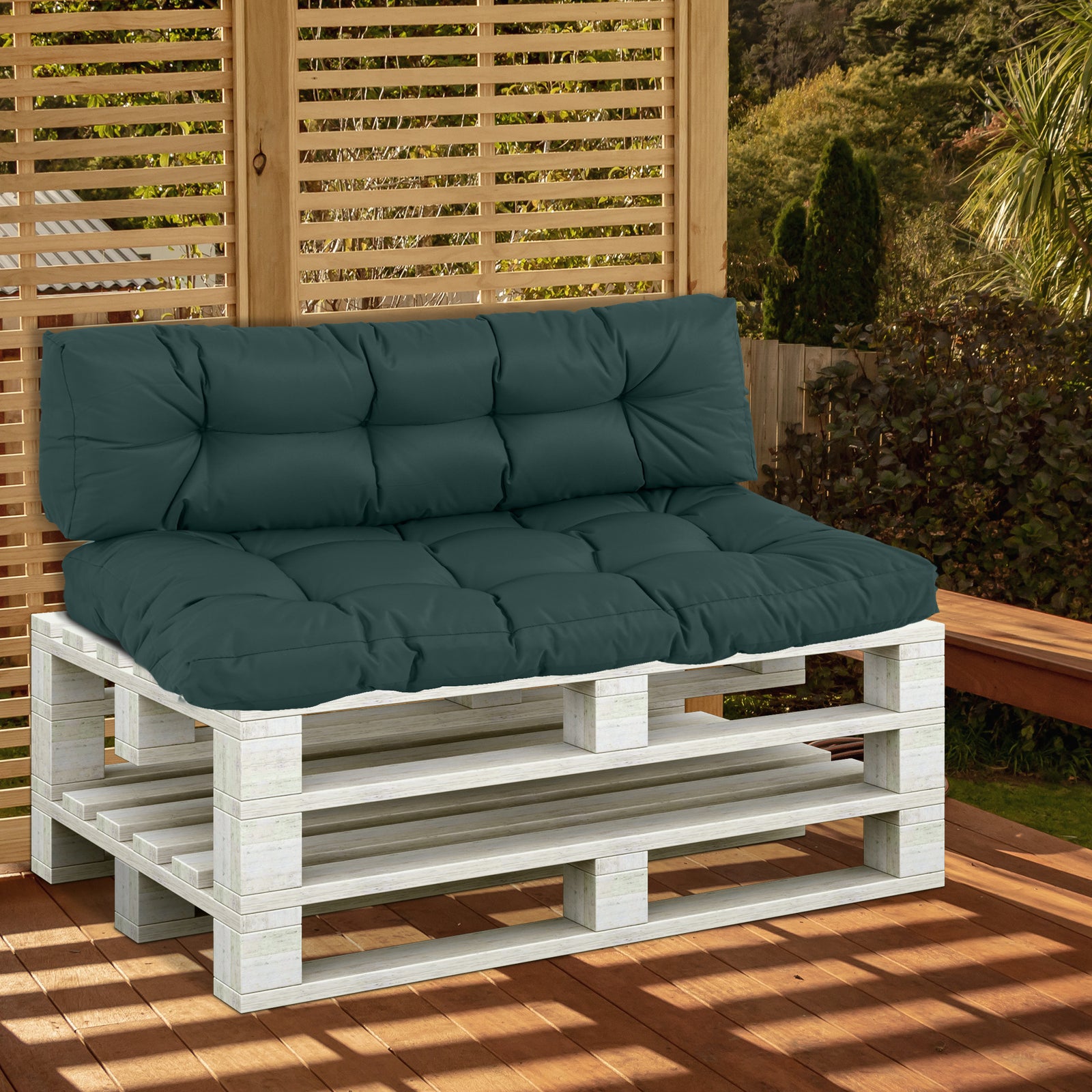 2pcs Garden Tufted Pallet Cushion Seat Pad, Back Cushion | Dark Gray