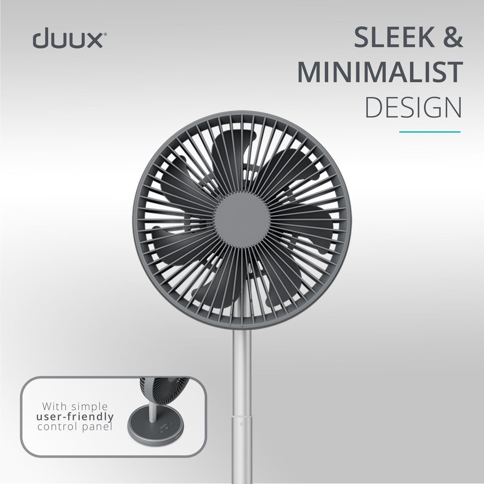 Rize Portable Fan With Rechargeable Battery | Grey