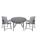 3 Pcs Bistro Set Glass Top Tempered Glass Outdoor Table and Chairs