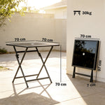 Folding Square Garden Dining Table With Parasol Hole | Black
