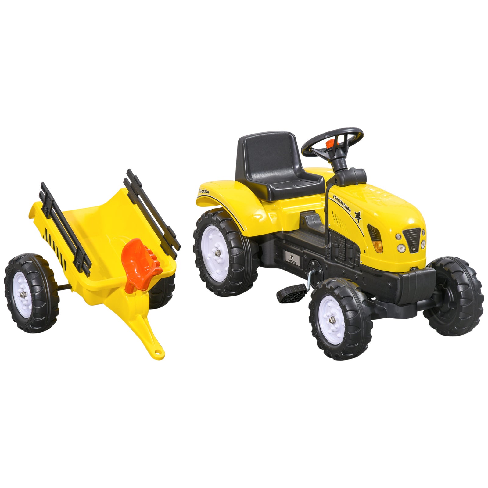 Pedal Go Kart Ride On Tractor With Shovel & Rake Four Wheels Child Toy