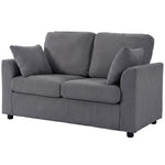 2 Seater Sofa, Corduroy Small Couch With Spring Cushion | Dark Grey