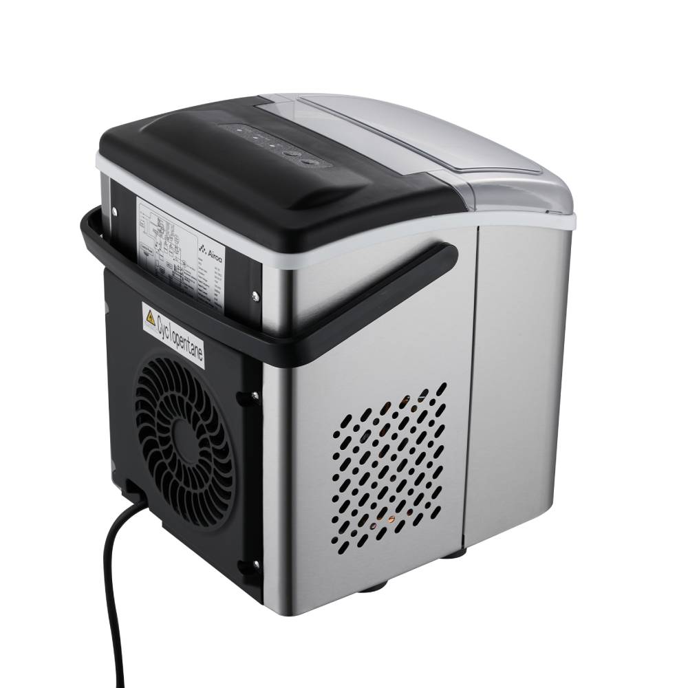 12kg/24h Stainless Steel Portable Countertop Ice Maker Machine 2 Ice Sizes Self-cleaning 1.3l Black