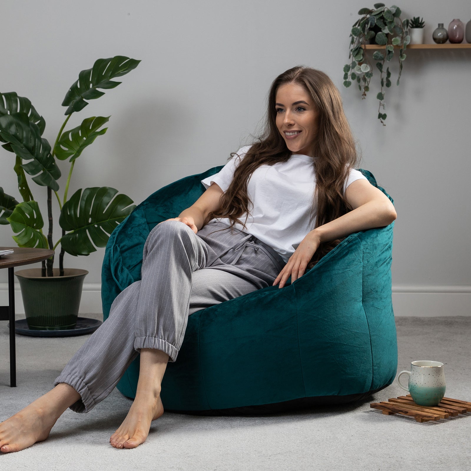 Sirena Scallop Chair Bean Bag & Footstool | Teal