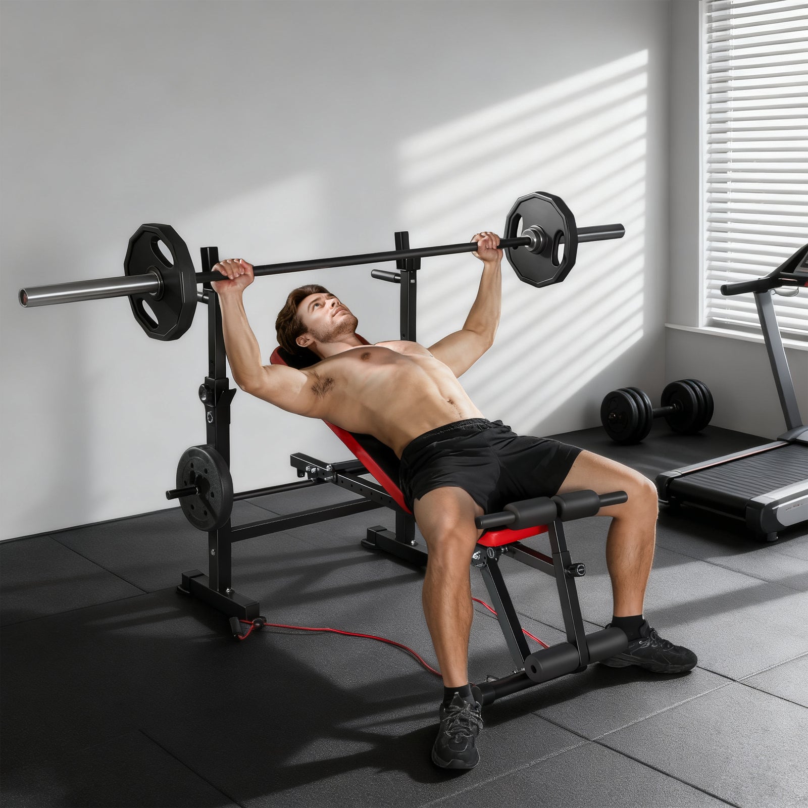 SPORTNOW Adjustable Weight Bench With Rack And Dip Stand