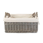 Wicker Shallow Lined Antique Wash Storage Basket | Set-of-3 | White