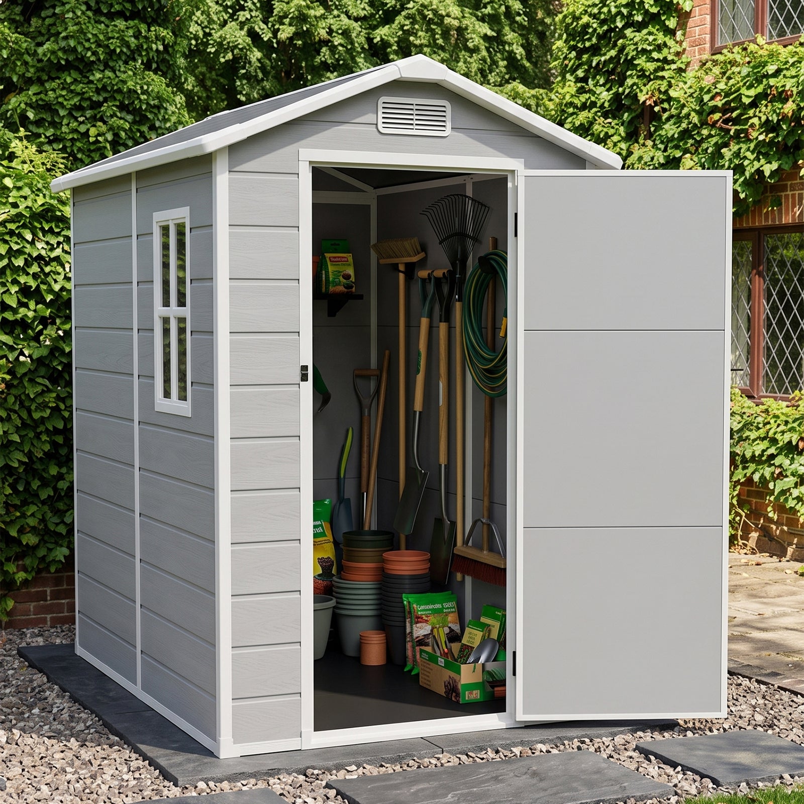 4x6 Ft Outdoor Garden Plastic Storage Shed | Grey