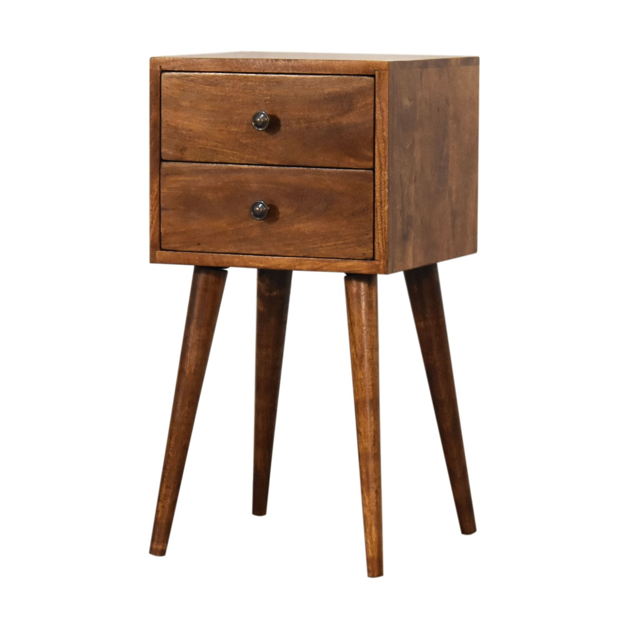 Solid Wood Mini 2 Drawer Chestnut Bedside