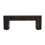 Solid Wood Velvet Mocha Fluted Bench, Dark Brown
