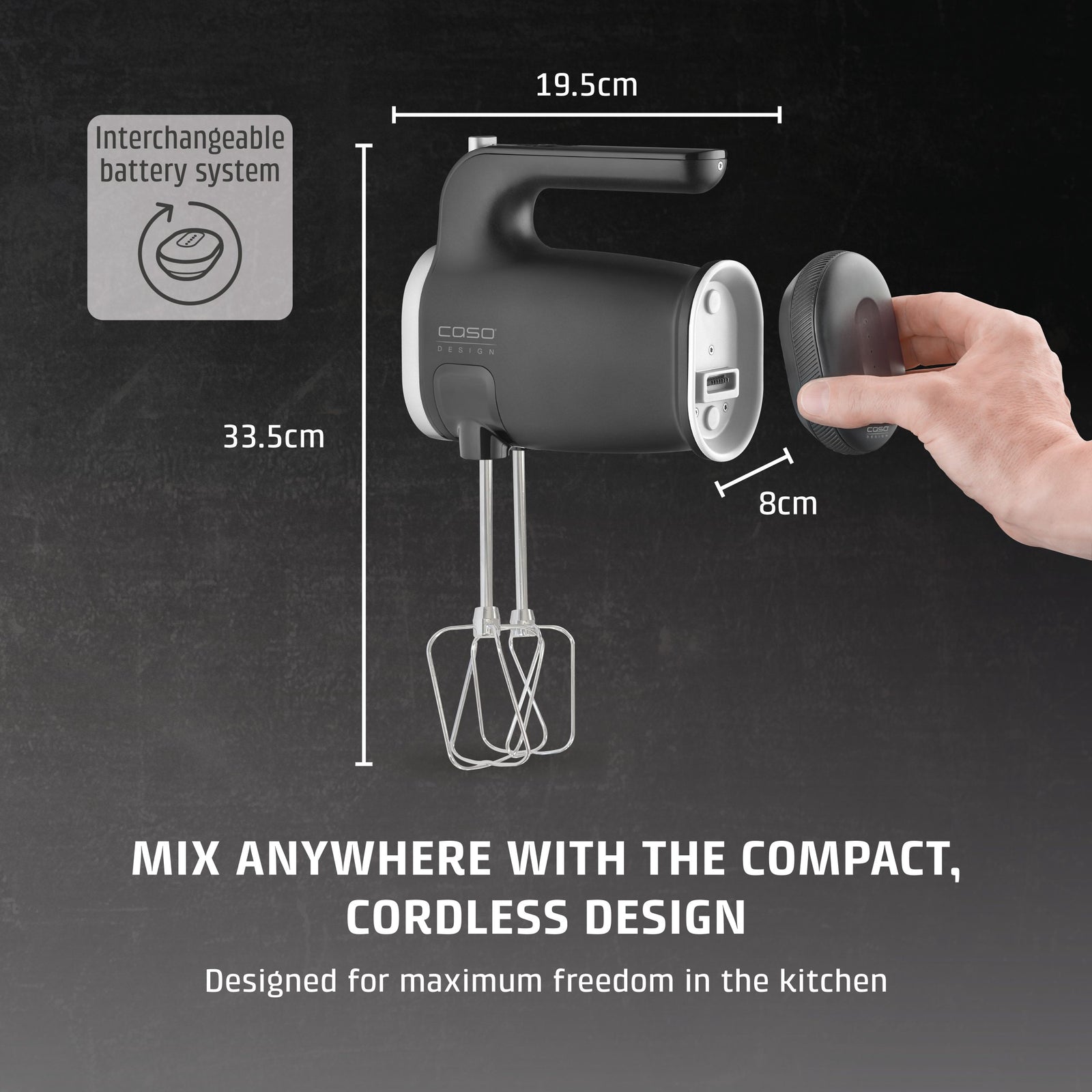CASO Design Click & Mix Cordless Hand Mixer