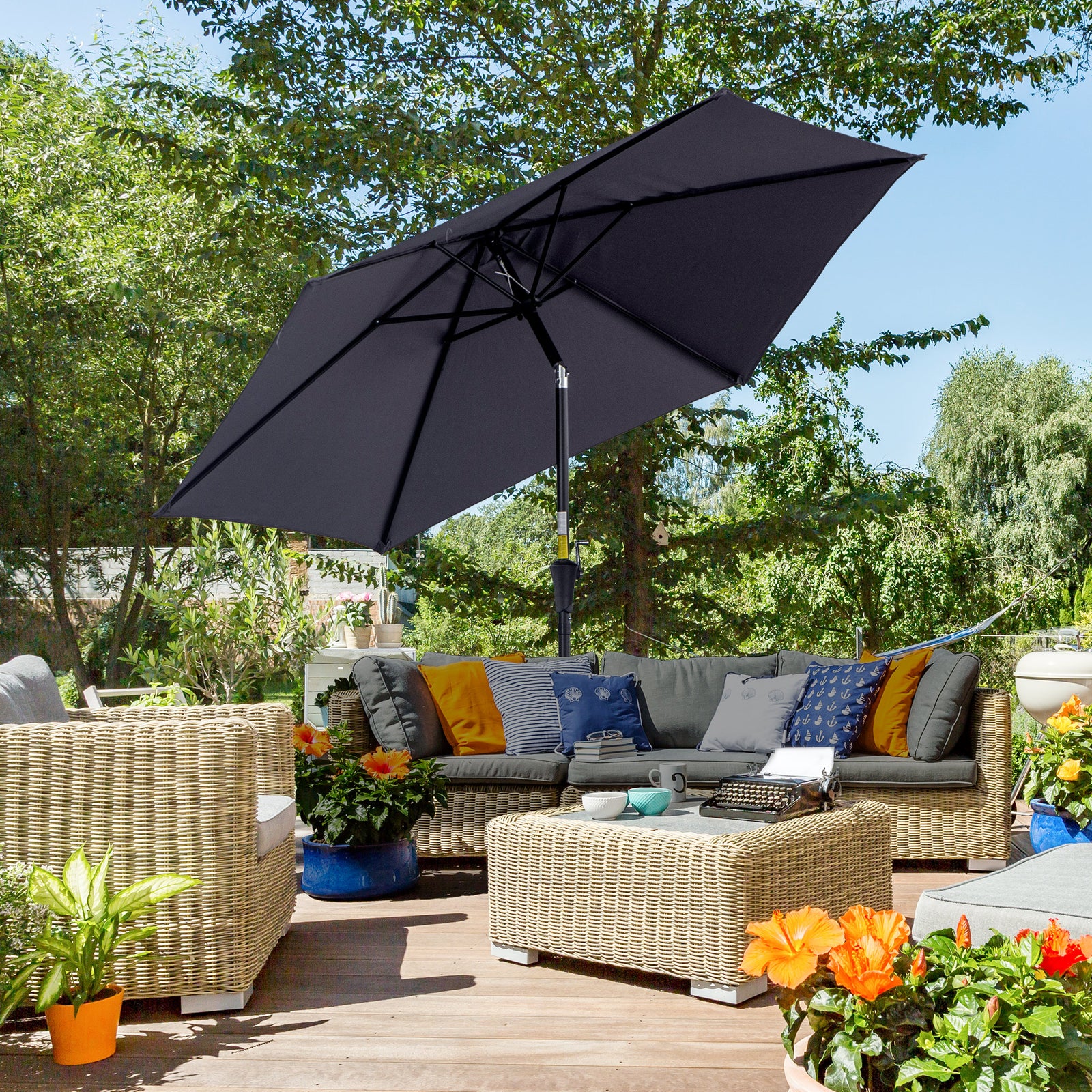 2.6m Patio Umbrella With Tilt Crank | Gray