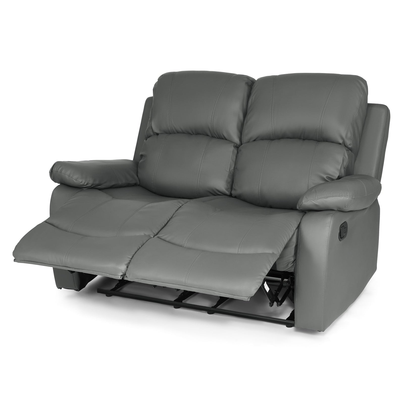 Bonded Leather Recliner Sofa - 2 Seater | Grey