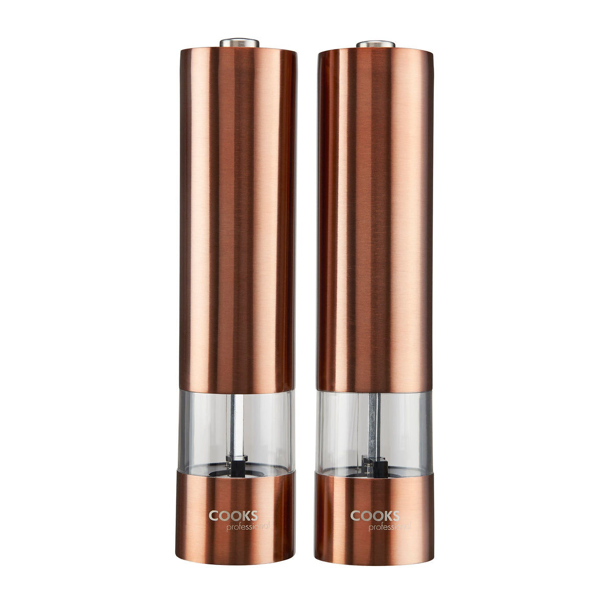 Cooks Professional Stainless Steel Electric Salt & Pepper Mill Set With Base