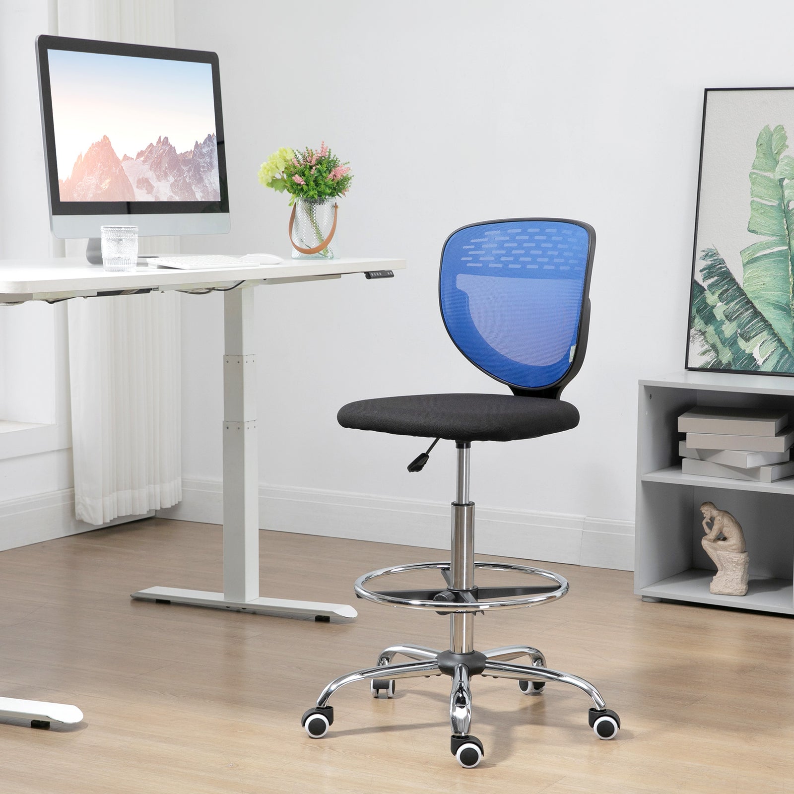 Mesh Fabric Standing Desk Chair | Blue