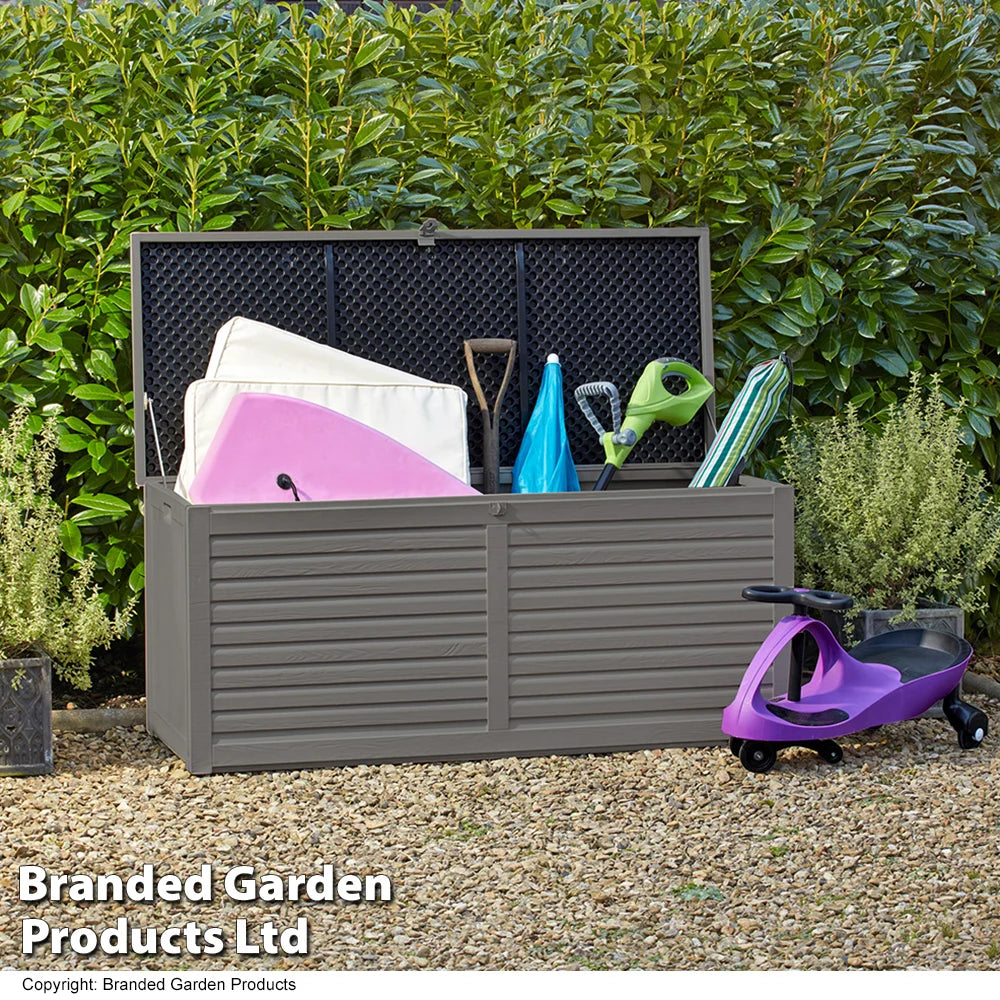 Garden_Gear 490l Garden Storage W/sit On Lid-grey W/blk Lid