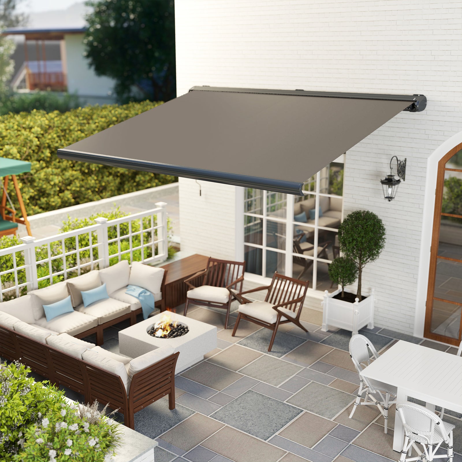 4x3(m) Full Cassette Electric Awning, Aluminium Frame | Light Grey