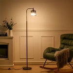 Breeins Industrial Metal Floor Light With Mesh Lampshade