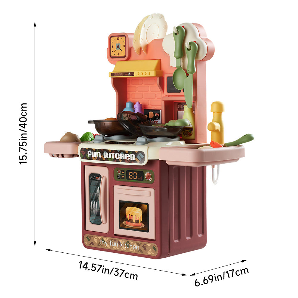 Kids Pretend Kitchen Playset With Sounds, Light And Play Food | Brown