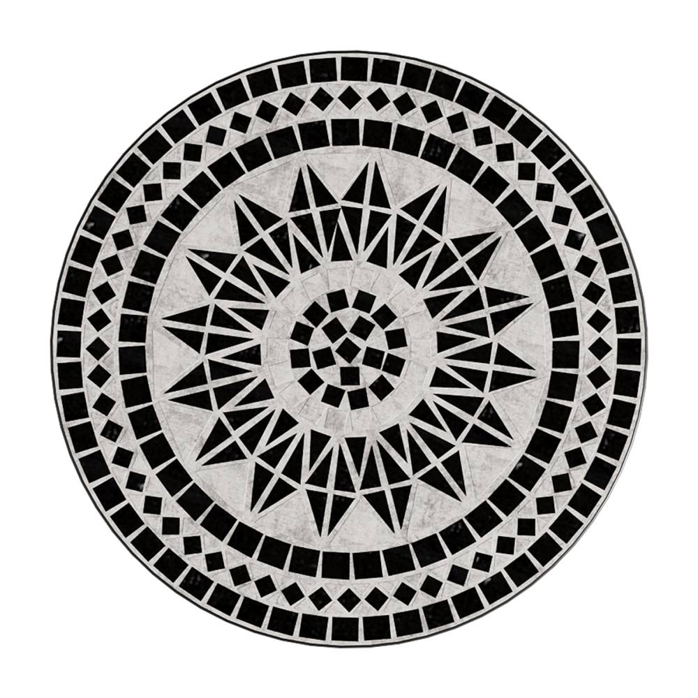 35cm Dia X 54cm H Outdoor Mosaic Accent Side Table Plant Stand | Black & White