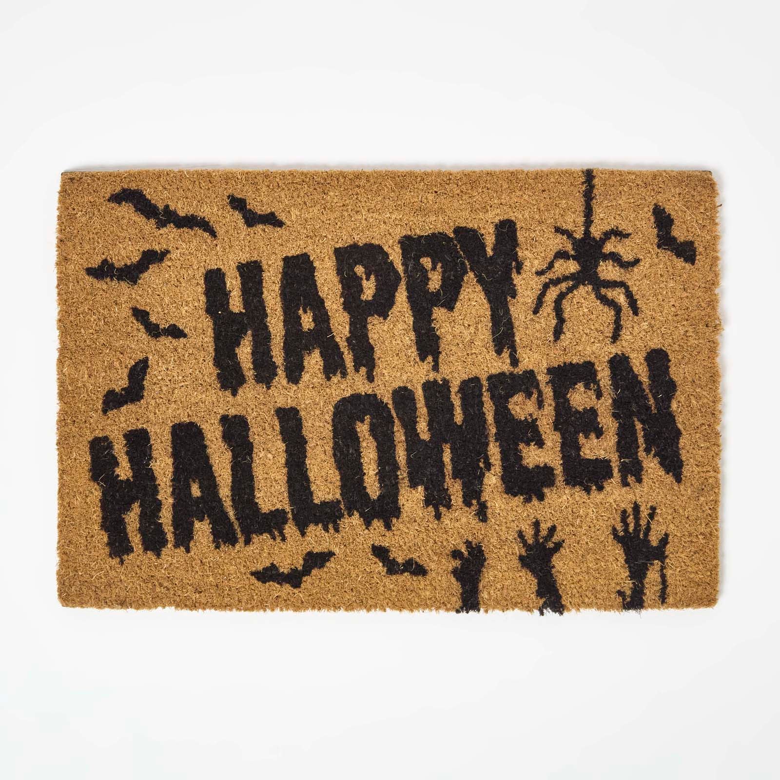 HOMESCAPES Happy Halloween Non-slip Coir Doormat, 40 X 60 Cm