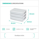 Livivo Large 3 Drawer Desk & Detachable Tray Set - Grey