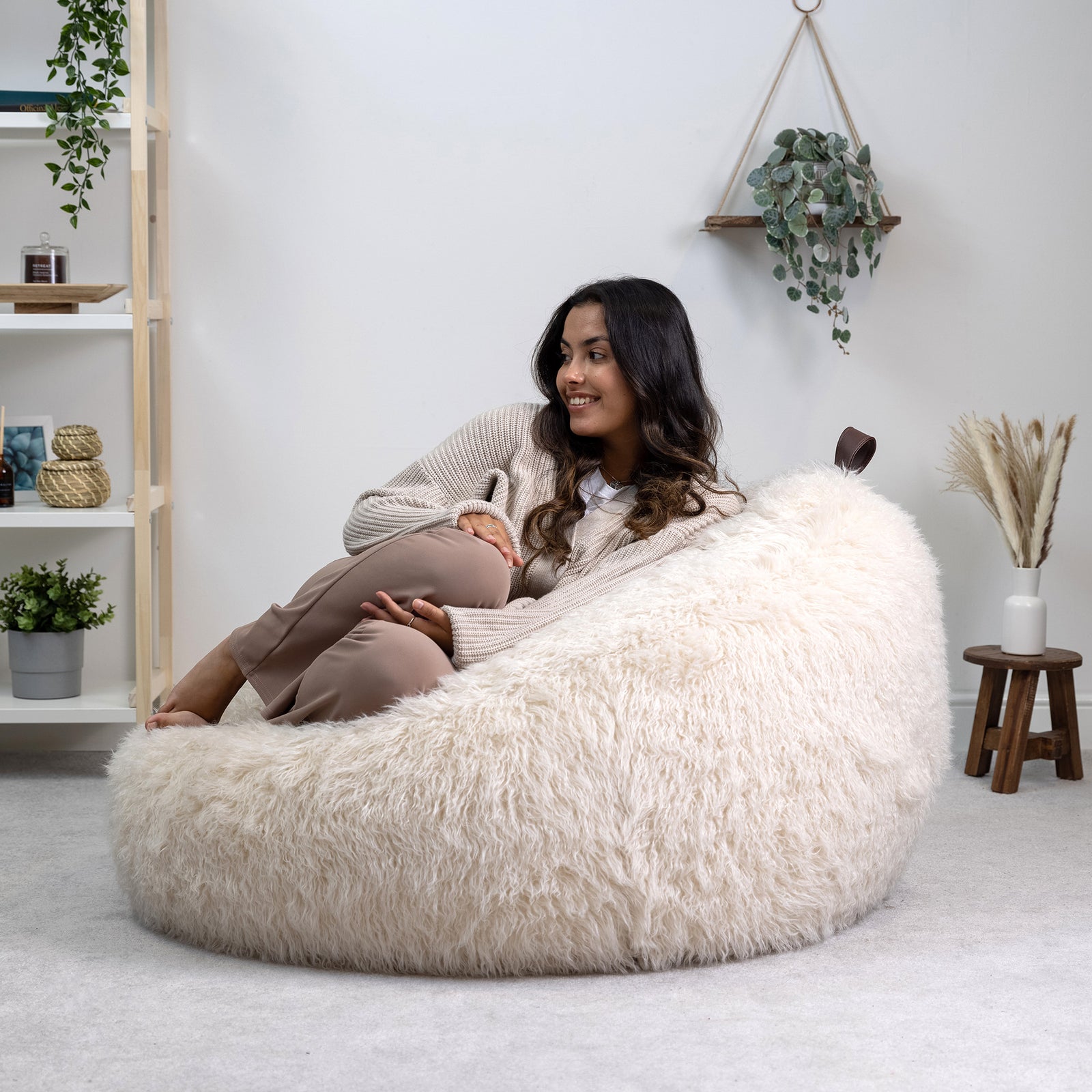 Cocoon Faux Fur Bean Bag Chair | White