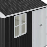 10x8ft Lockable Outdoor Metal Shed With Window – Apex Roof Garden Storage With Double Doors For Tools, Equipment