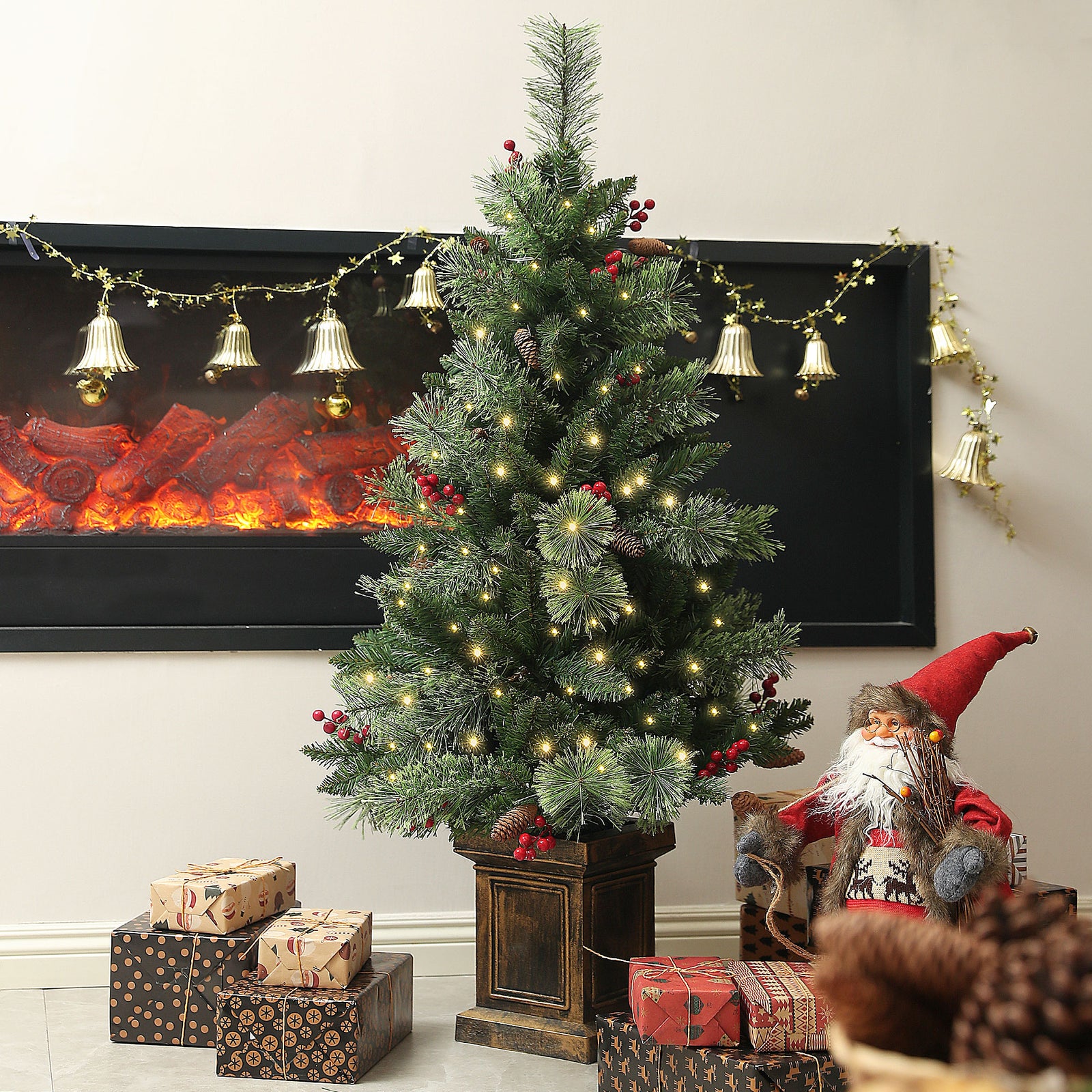 4ft Prelit Christmas Tree, 100 Led Lights, Modes