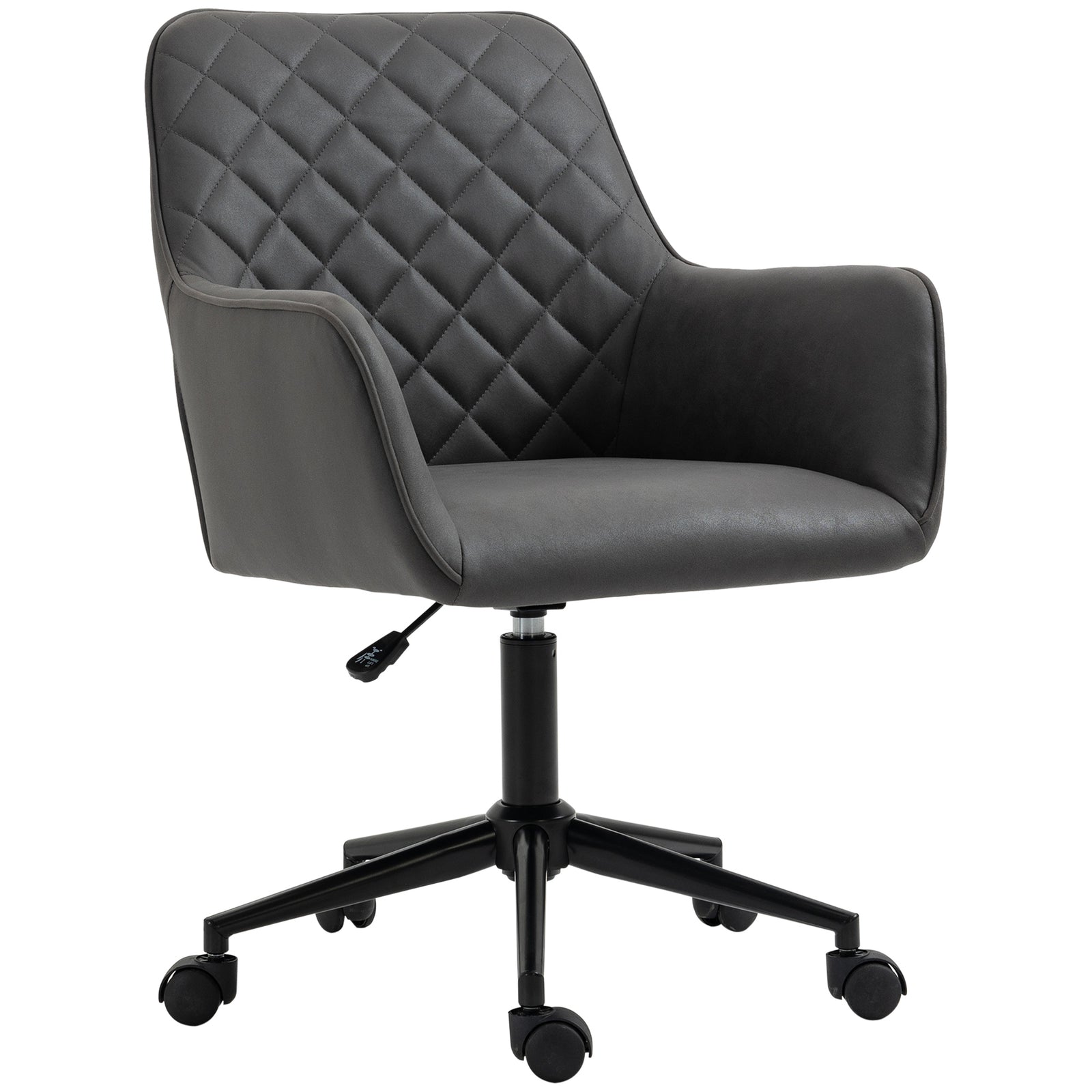 Swivel Argyle Office Chair Leather-feel | Dark Gray