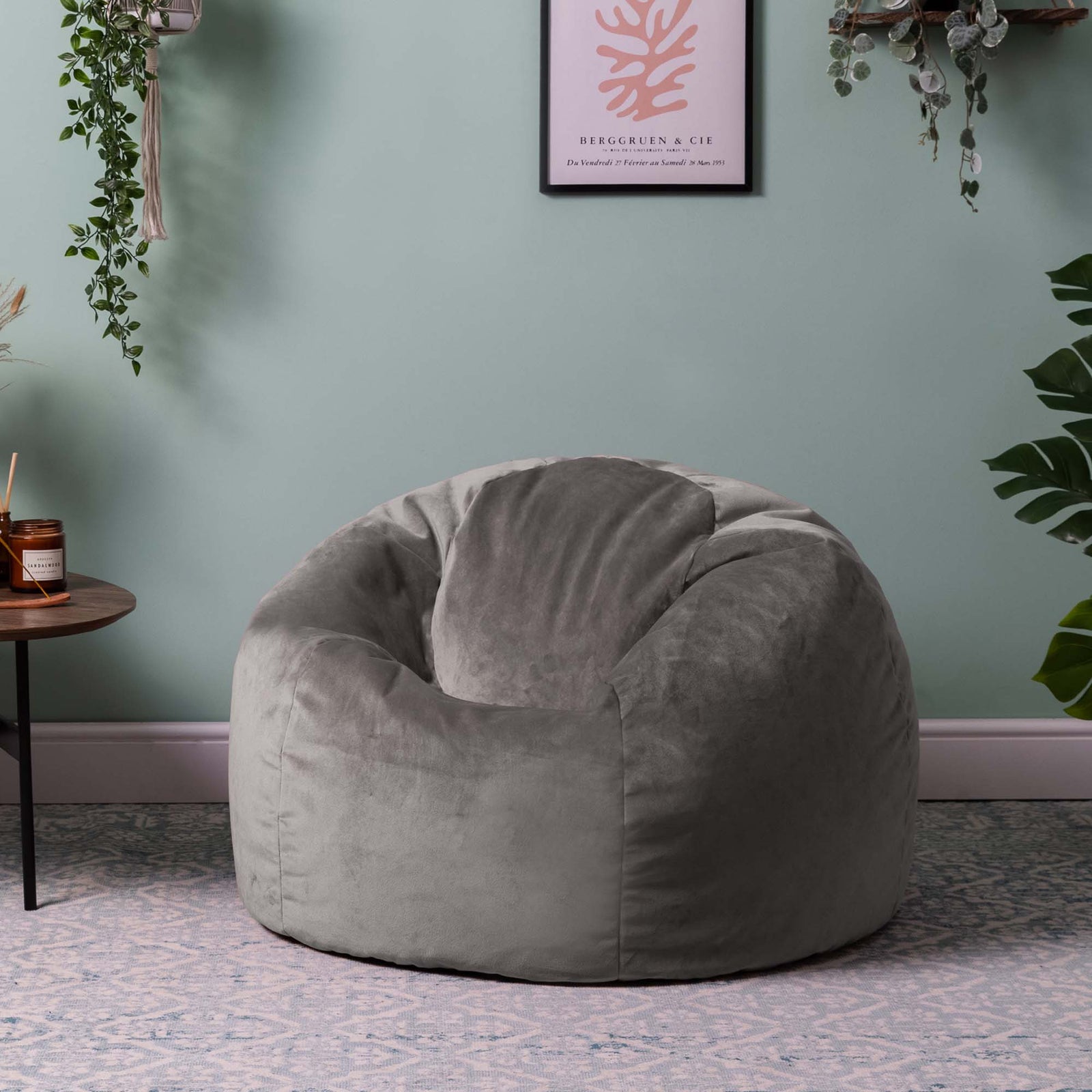Aurora Velvet Bean Bag | Charcoal