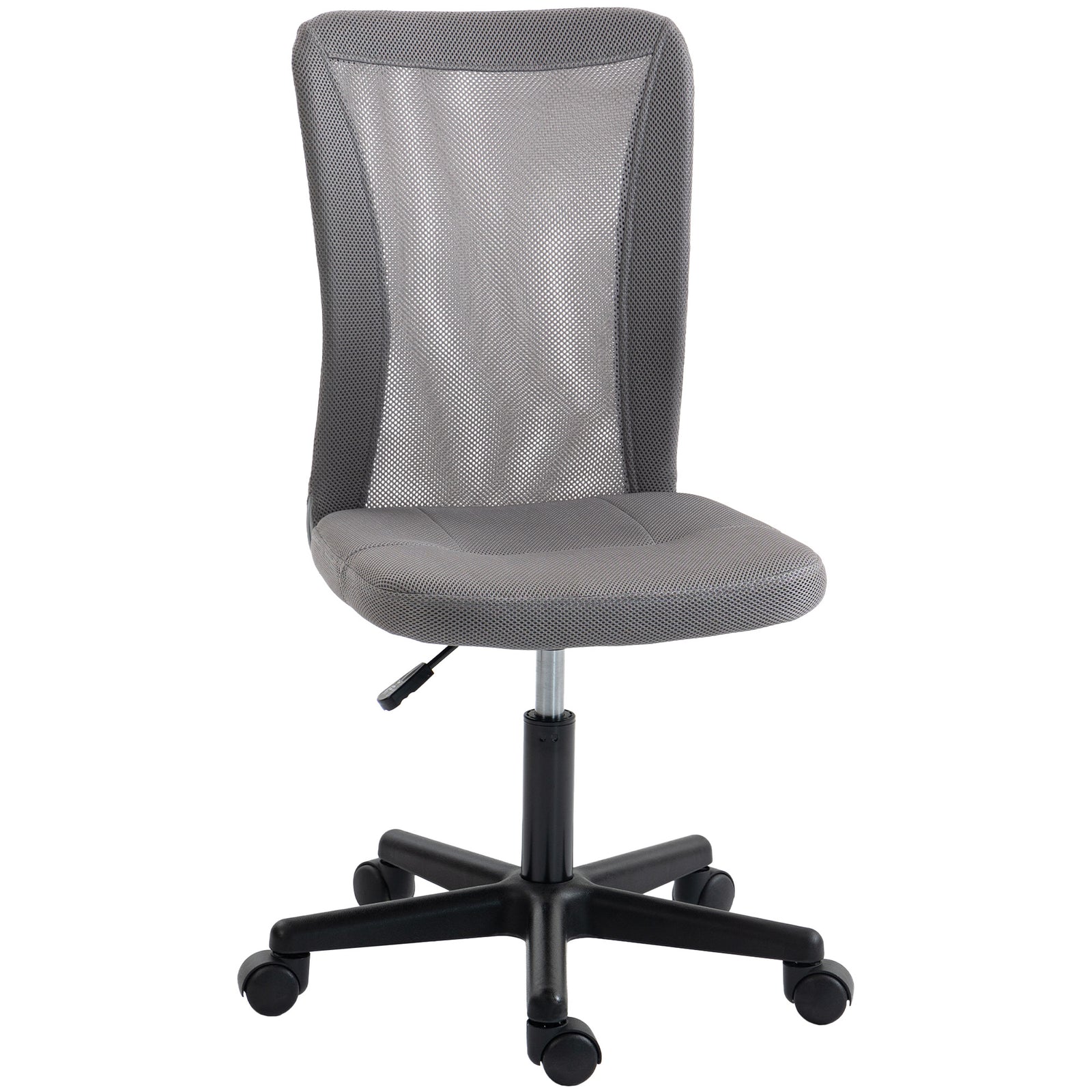 Armless Office Chair, Swivel Desk Chair W/ Adjustable Height | Grey