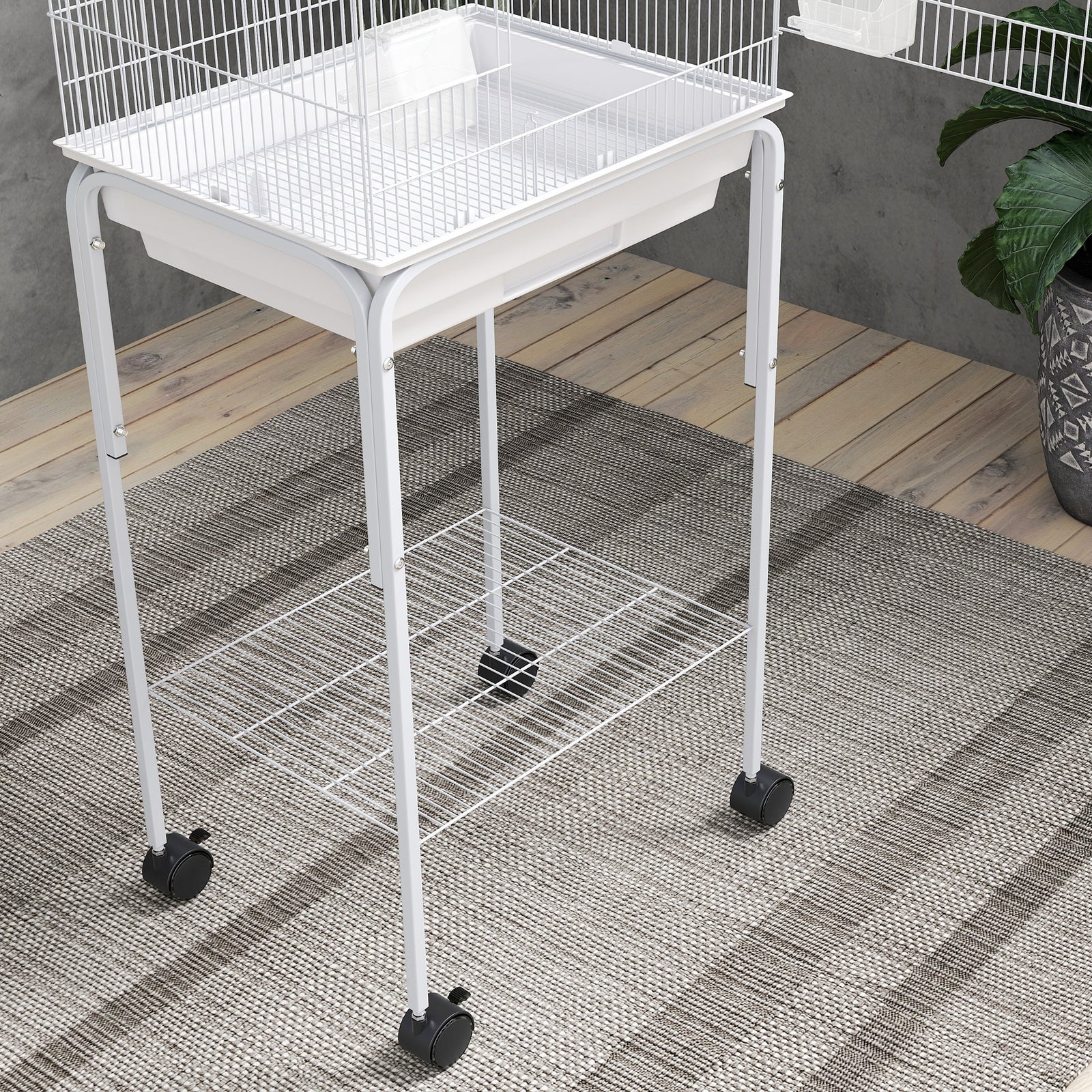 Bird Cage For Budgie Finch Canary Parakeet W/ Stand Tray White | White
