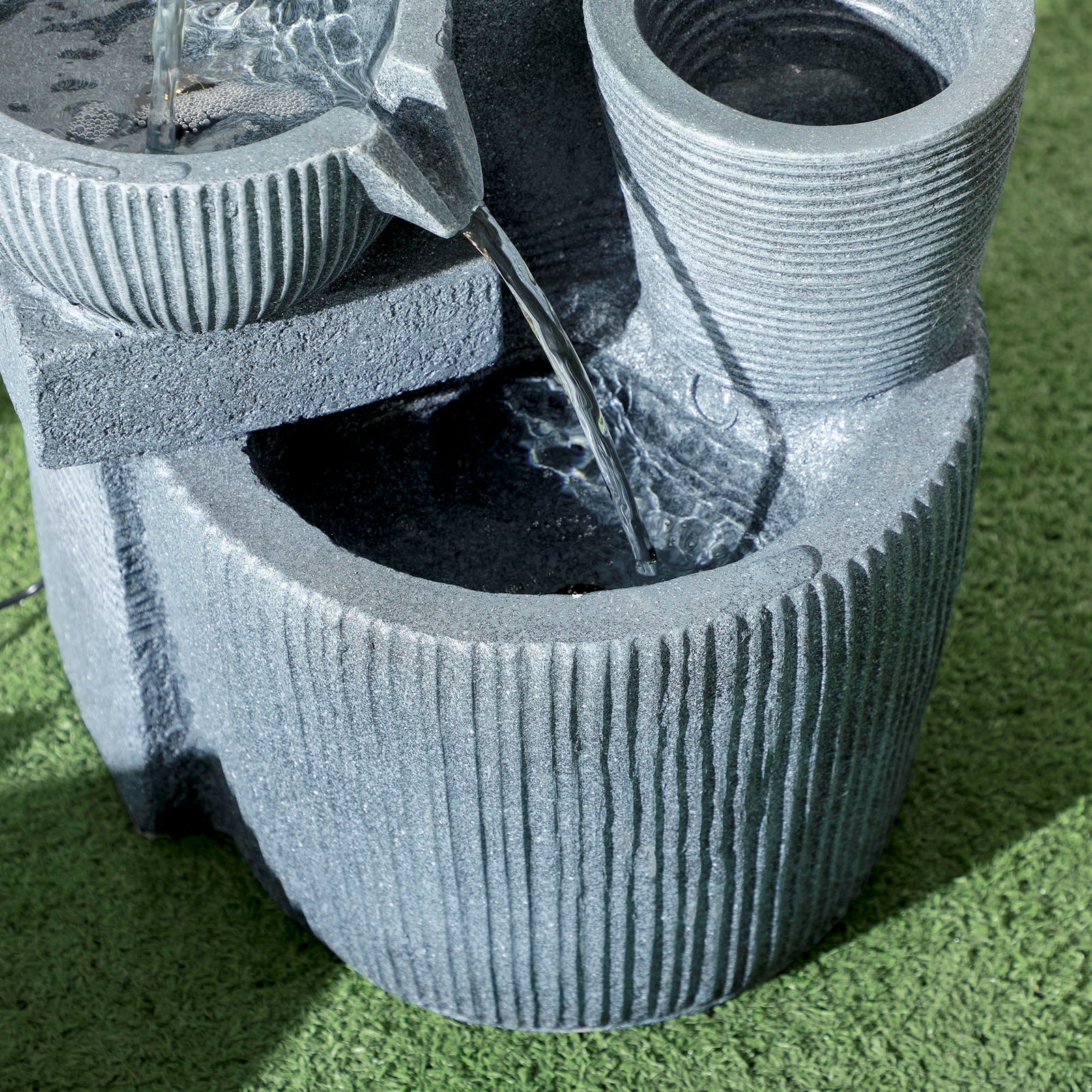 57cm Solar 4-tier Fountain, Dark Grey