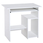 Compact Computer Table, Keyboard Tray | White